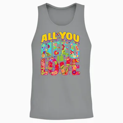 Hippie Flower Power Bohemian Peace Love Retro 60s 70s Groovy T-Shirt, Black, S Unisex Tank Top - Sport Grey