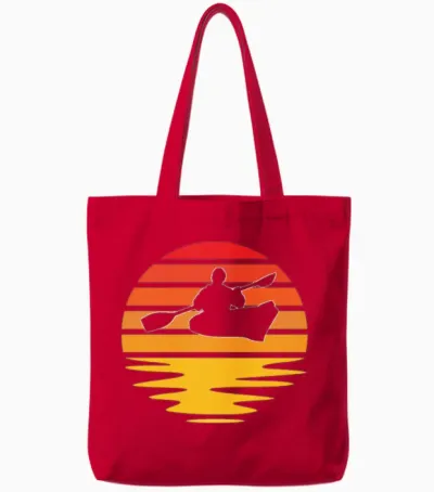 Kayak Retro Tote Bags - Red