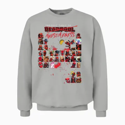 Marvel Deadpool Periodic Table of Awesomeness T-Shirt Small Unisex Sweatshirt - Ash