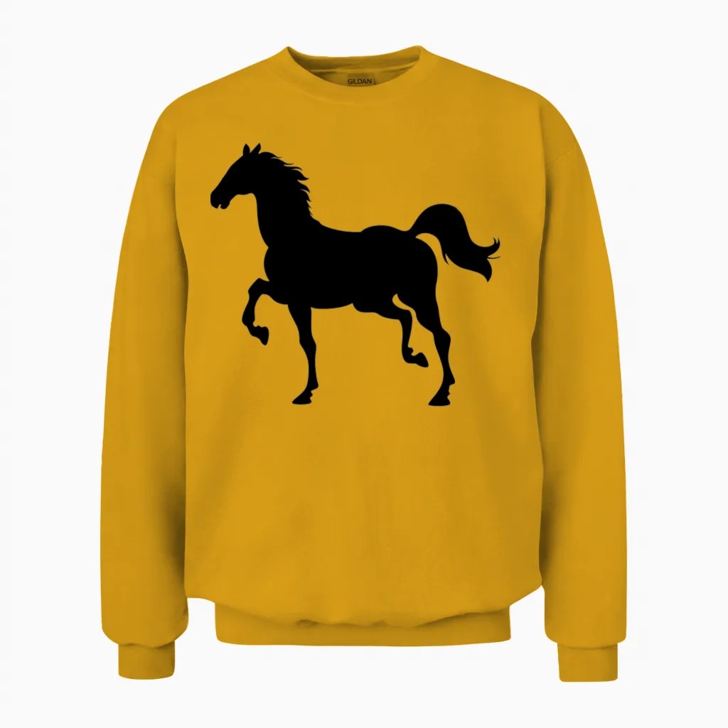Horse, Horse Trotting, Horse Owner, Rodeo, Wild Unisex Sweatshirt in Gold