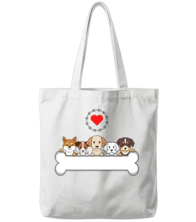 Dog Lover Tote Bags - White