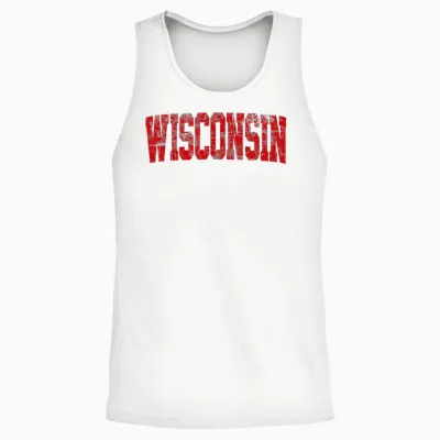 Vintage Wisconsin Mens Wisconsin Womens Red Retro Wisconsin Unisex Tank Top - White
