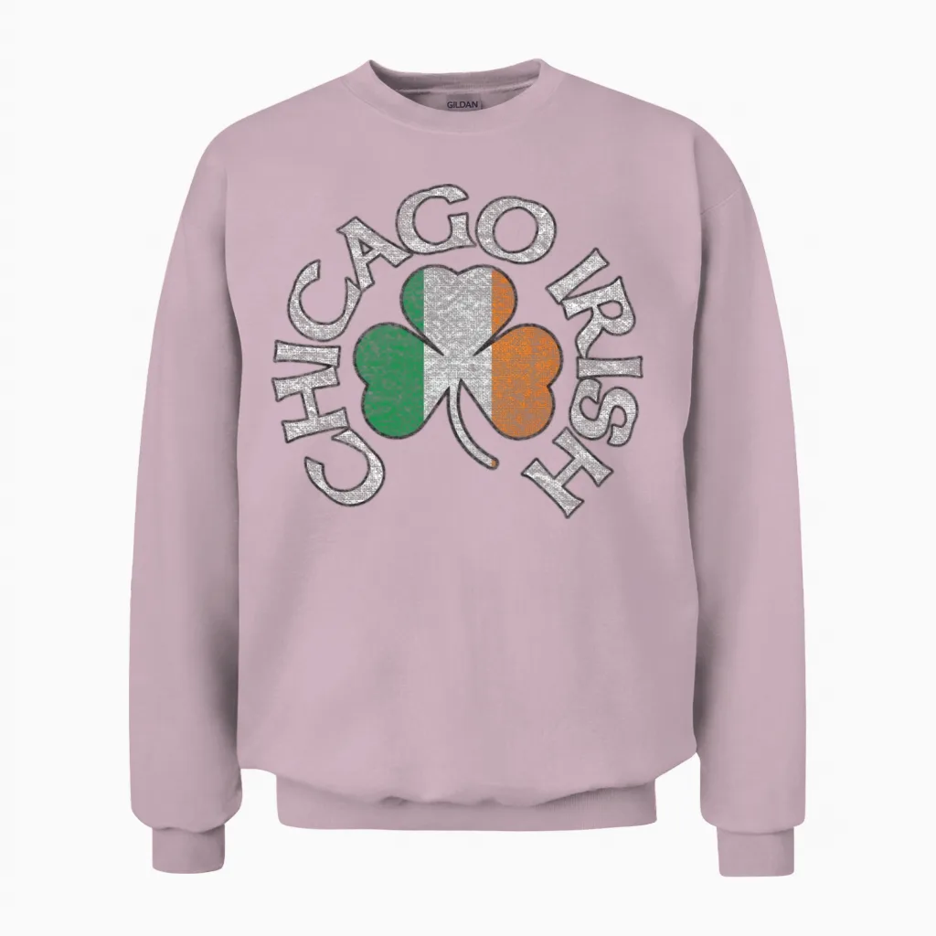 Chicago Irish Shamrock Apparel Unisex Sweatshirt in Light Pink