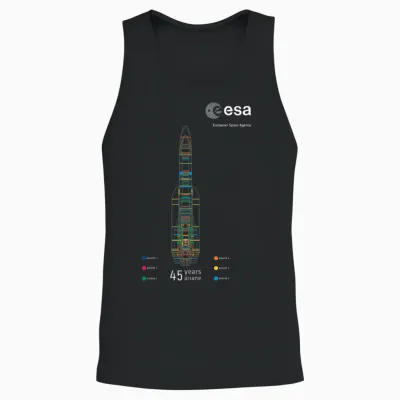 Esa European Space Agency 45 Years Ariane 1-6 Rocket 1979-2024 Unisex Tank Top - Black