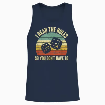 Game Night Adults Funny Board Games I Read the Rules T-Shirt Small Unisex Tank Top - Navy