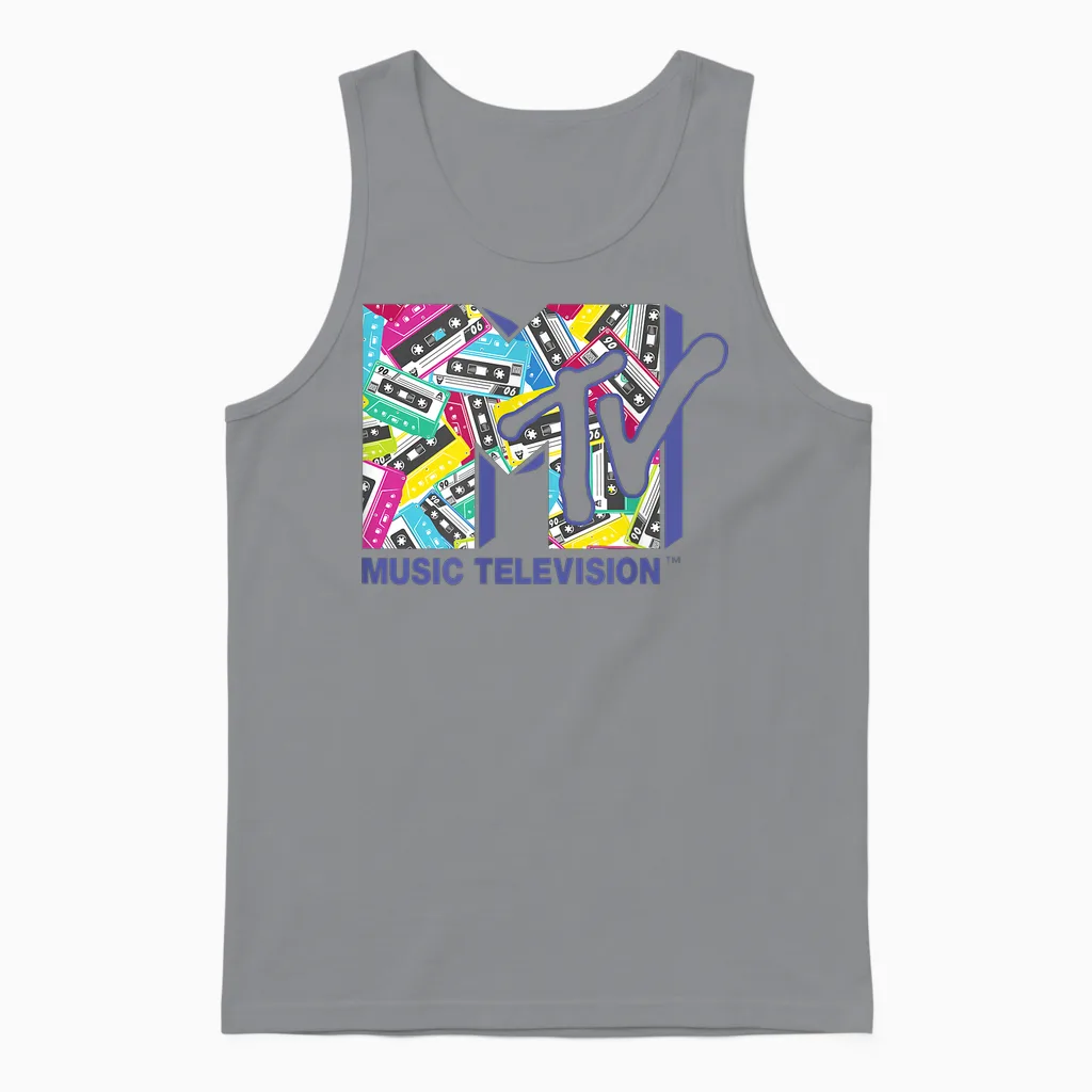 Mademark X Mtv - the Official Mtv Logo with the Classic 80s Tapes Unisex Tank Top in Sport Grey