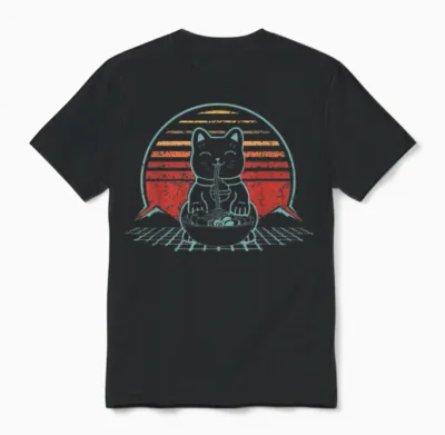 Japan Ramen Katze Unisex T-Shirt - Black