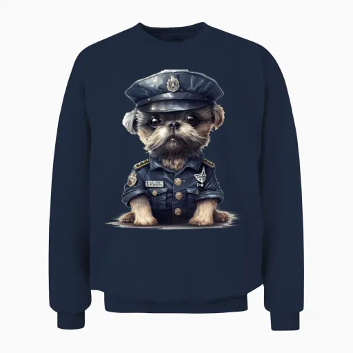 Police Dog Puppy in Police Dog Uniform Unisex Sweatshirt - Navy