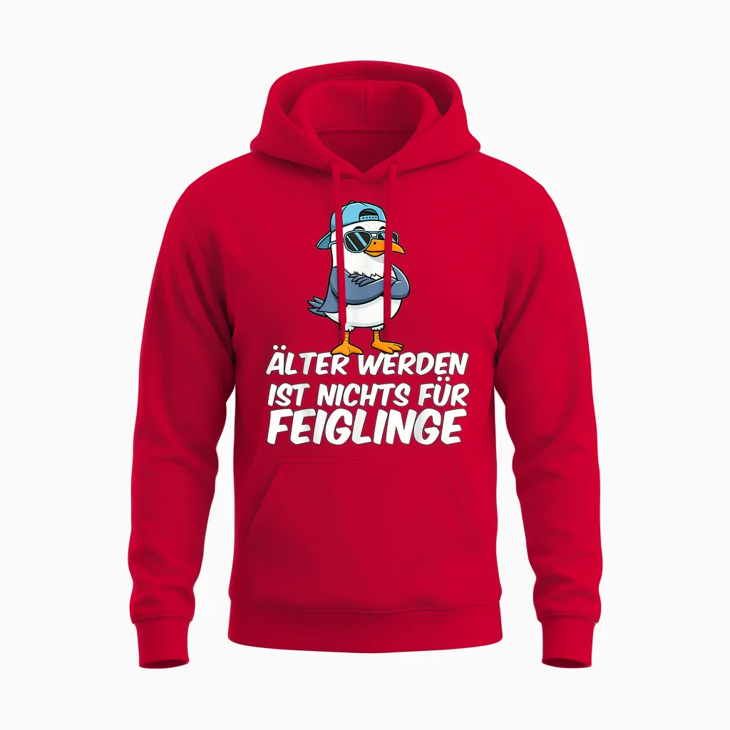 Lustige Tshirts Möwe älter Werden Ist Nichts Für Feiglinge Unisex Hoodie in Red