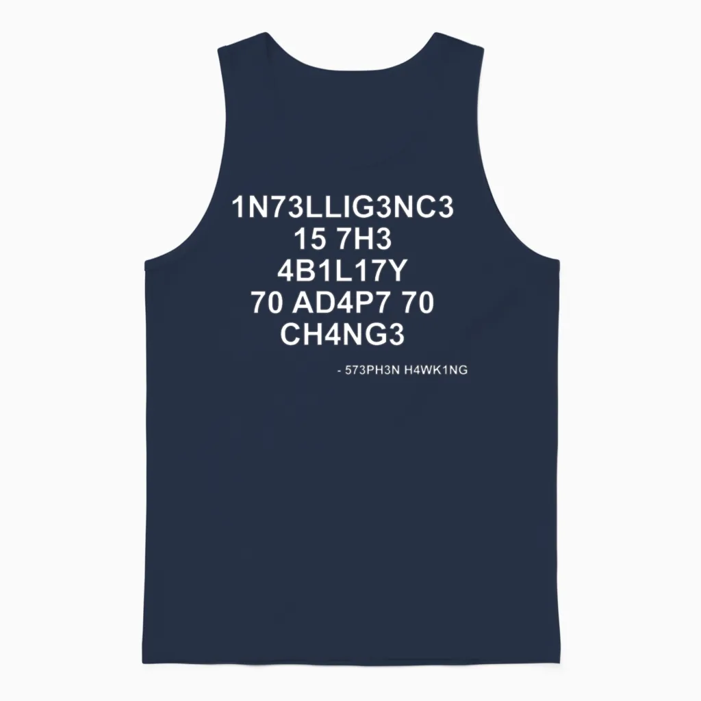 Stephen Hawking Quotes Geek Memes & Humor Unisex Tank Top in Navy