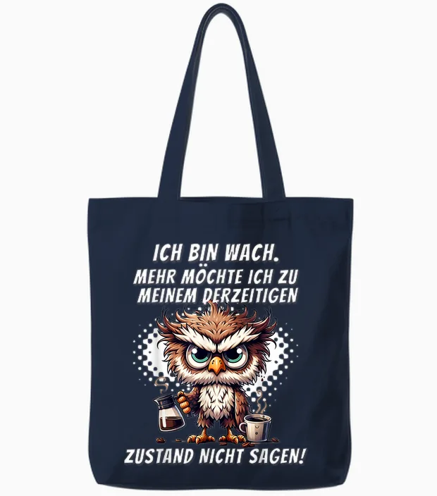 Müde Faul Ich Will Schlafen Funny Pyjamas Morgenmuffel T-Shirt, Black Tote Bags in Navy