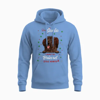 Briard Dog Christmas Dog Breed Unisex Hoodie - Carolina Blue
