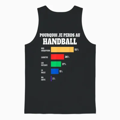 Jersey Handball Loser Humour Player Handball T-Shirt, Black, S Unisex Tank Top - Black