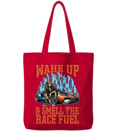 Car Racing Wake Up & Smell Race Track Car Lover Tote Bags - Red