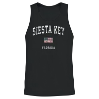 Siesta Key Florida Fl Vintage American Flag Sports Unisex Tank Top - Black – 2