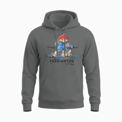 Paddington Sticky Bear Classic Illustration Unisex Hoodie - Graphite Heather