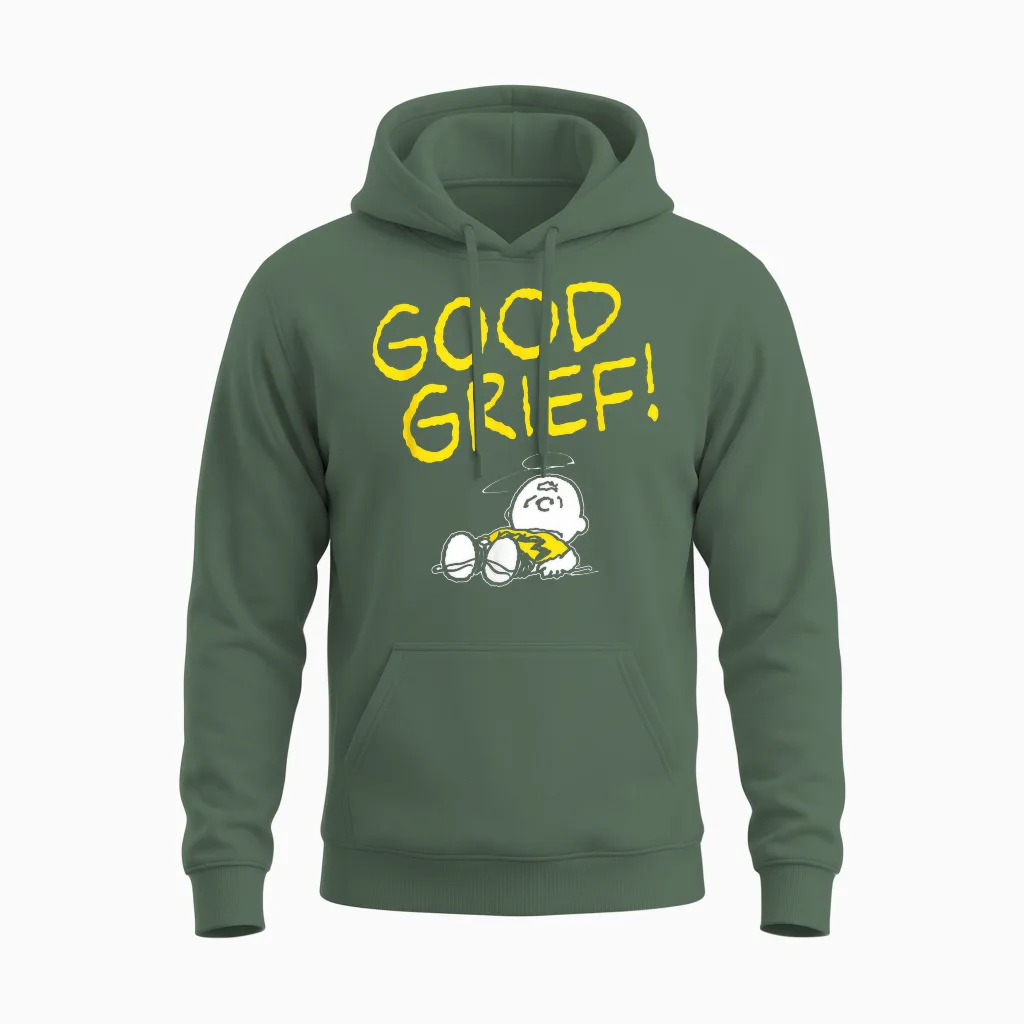 Peanuts - Charlie Brown Good Grief Unisex Hoodie in Military Green