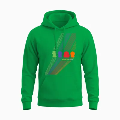 South Park Stan Kenny Kyle & Cartman Color Line Art T-Shirt, Black, S Unisex Hoodie - Irish Green