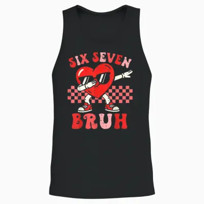 Six Seven 67 Meme Cool Valentine’s Day Teens Boys Girls Unisex Tank Top - Black