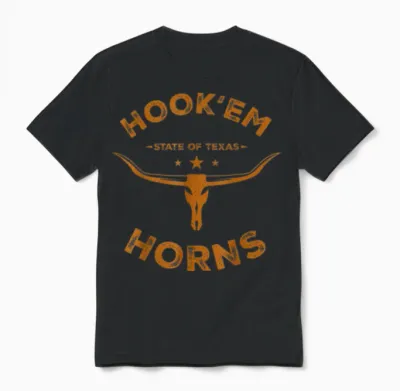 Hookém Horns State of Tex Unisex T-Shirt - Black
