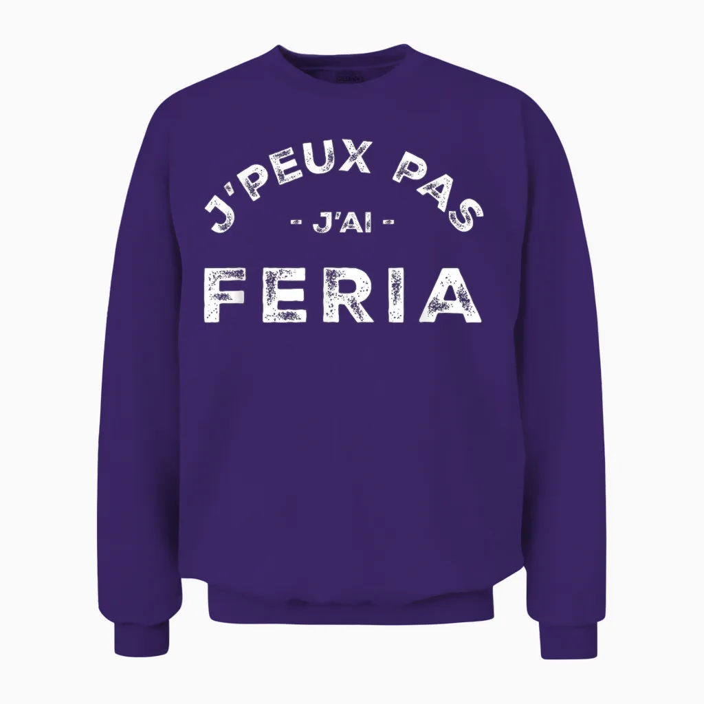 Je Peux Pas J'ai Feria Humour Basque Country Unisex Sweatshirt in Purple
