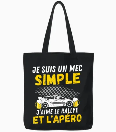 Simple Guy I Love Rally and Aperitif Funny Man Automobile T-Shirt, Black, S Tote Bags - Black