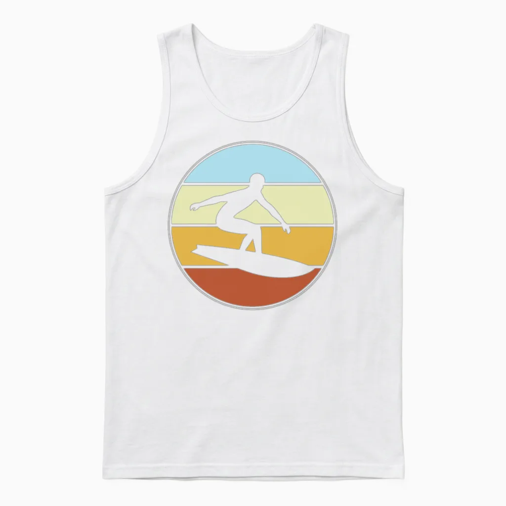 Surfing Retro Unisex Tank Top in White