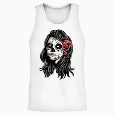 Santa Muerte Holy Woman Unisex Tank Top - White