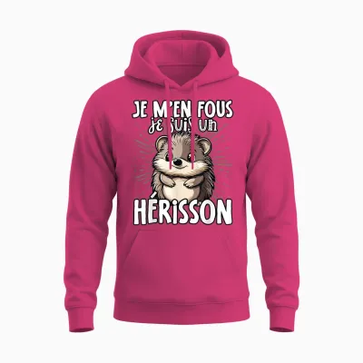 Je M'en Fous Je Suis Un Herisson - Cute Hedgehog T-Shirt, Black, S Unisex Hoodie - Heliconia
