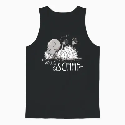 Modartis Völlig Geschafft Schäfchen Schlafendes Schaf Sleep T-Shirt, Unisex Adult, Cartoon, Black, S, Short Sleeve, Unisex Tank Top - Black