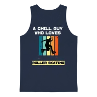 A Chill Guy Who Loves Roller Skating Unisex Tank Top - Navy – 1