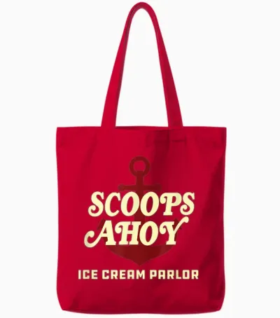 Stranger Things Scoops Ahoy Ice Cream Parlor Logo Tote Bags - Red