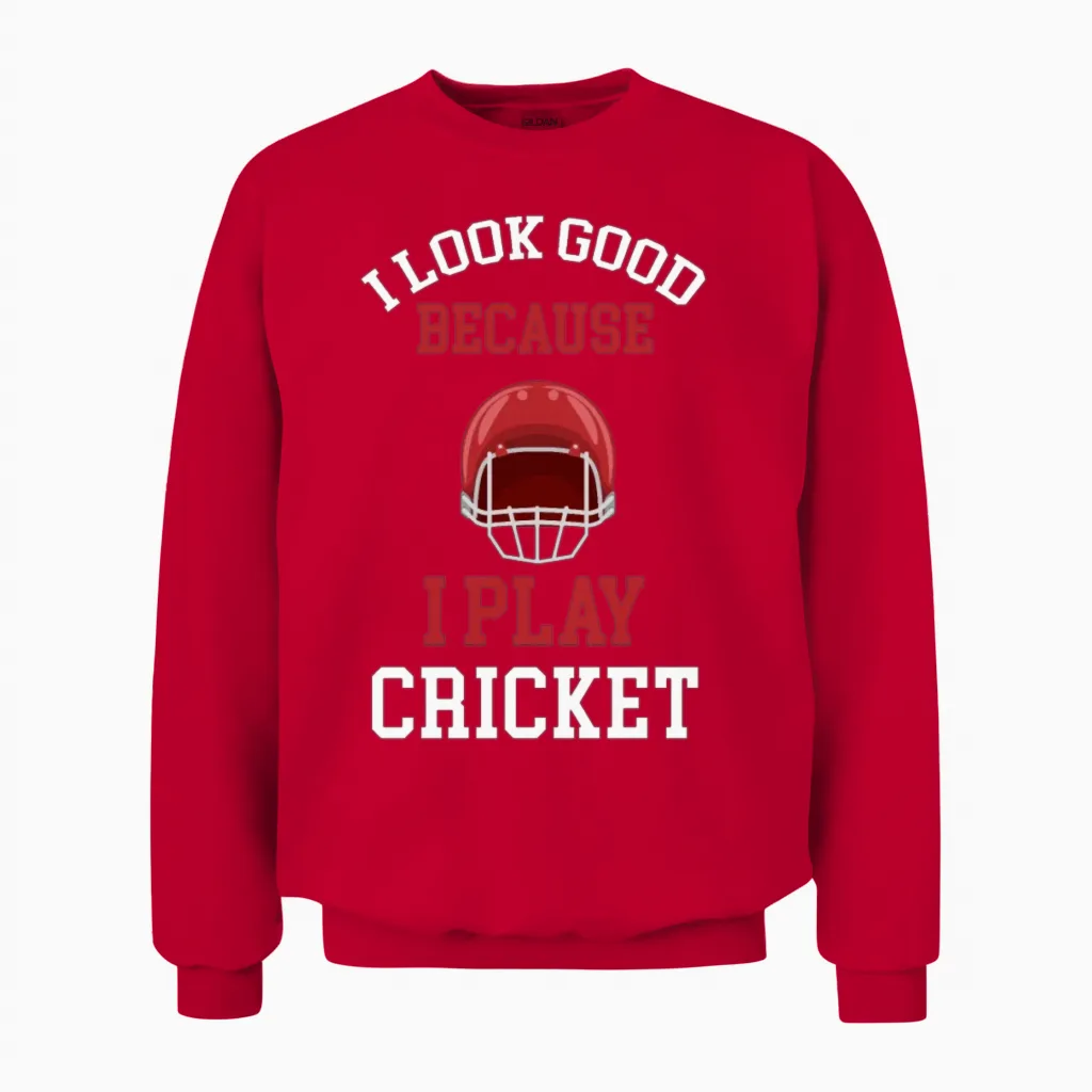 I Look Good Because I Play Cricket Pickleballs Unisex Sweatshirt in Red
