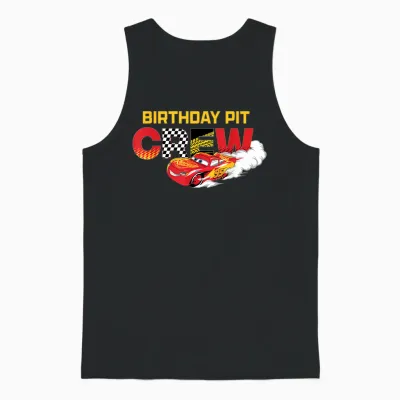 Disney & Pixar's Cars Birthday Pit Crew Lightning Mcqueen Unisex Tank Top - Black