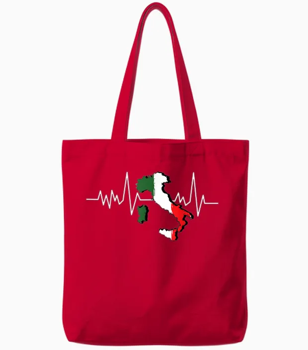 Italie Carte De Drapeau Italien Rythme Tote Bags in Red