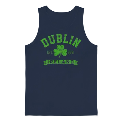 Dublin Ireland Est 988 Clover Leaf Shamrock S 1531 Unisex Tank Top - Navy