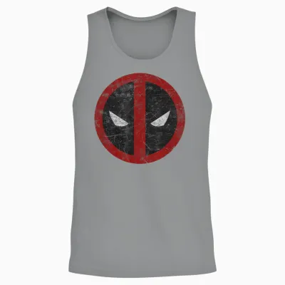 Marvel Comics Retro Classic Deadpool Mask Distressed Icon Unisex Tank Top - Sport Grey