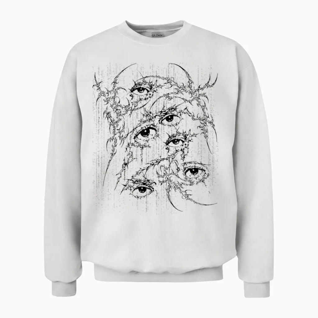 Grunge Eys Y2k Goth Alt Sigilism Vintage Graphic Unisex Sweatshirt in White
