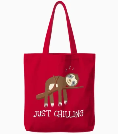 Sloth Just Chilling Tote Bags - Red