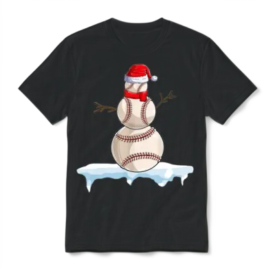 Funny Baseball Christmas Unisex T-Shirt - Black