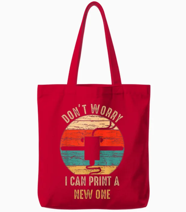 Vintage Retro 3d Printer Tee Gift Idea for Geeks Tote Bags in Red