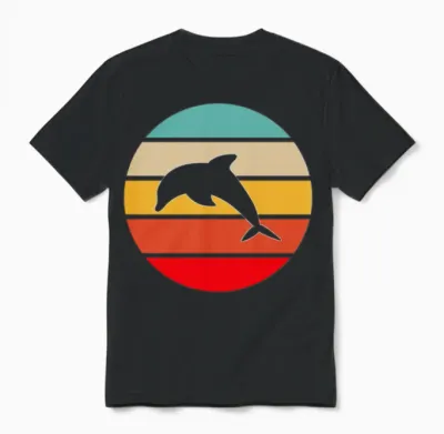 Dolphin Retro Unisex T-Shirt - Black