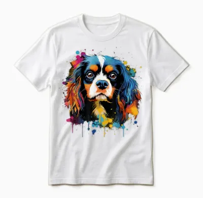 Bunte Cavalier King Charles Spaniel Hund Unisex T-Shirt - White