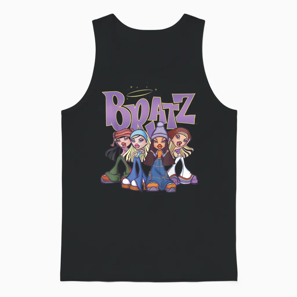 Bratz Original Four Group Shot Logo Unisex Tank Top in Black