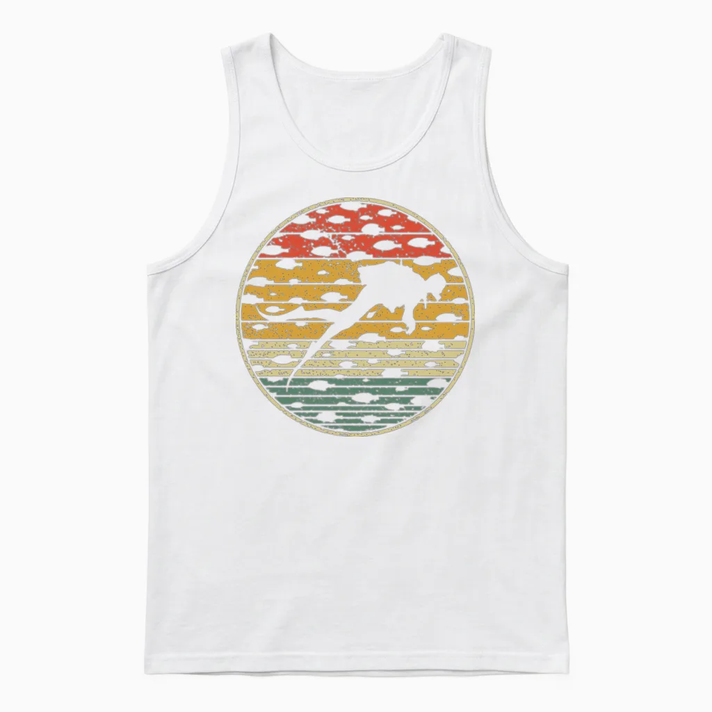 Retro Scuba Diver Unisex Tank Top in White