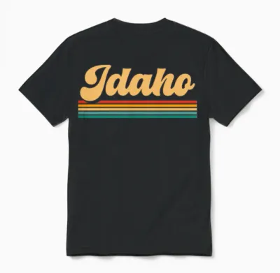 Retro State of Idaho Unisex T-Shirt - Black