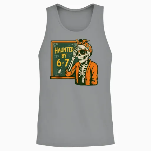 Haunted by 6-7 Teacher 67 Halloween Skeleton Six Seven Unisex Tank Top - Sport Grey