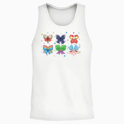 Marvel Avengers Team Coquette Style Cute Fashion Bows Unisex Tank Top - White