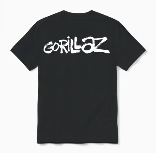 Gorillaz White Paint Brush Logo T-Shirt Small Unisex T-Shirt in Black