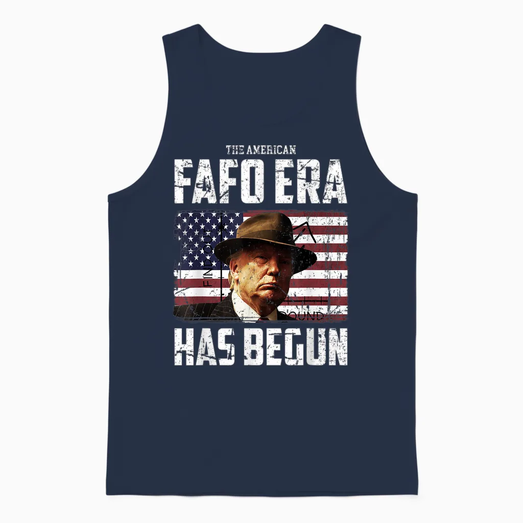 Donald Trump the American Fafo Era Around and Find Out Pres Unisex Tank Top in Navy